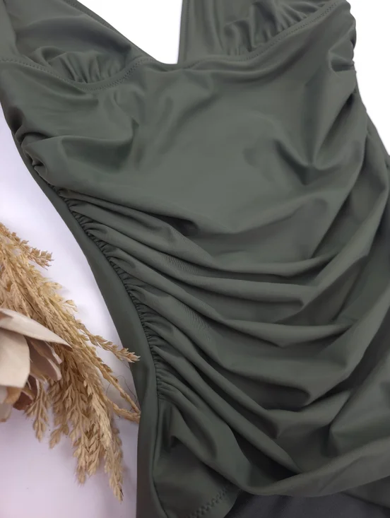 J.Crew Women’s Olive Green Ruched One-Piece Swimsuit 8 - Picture 8 of 11